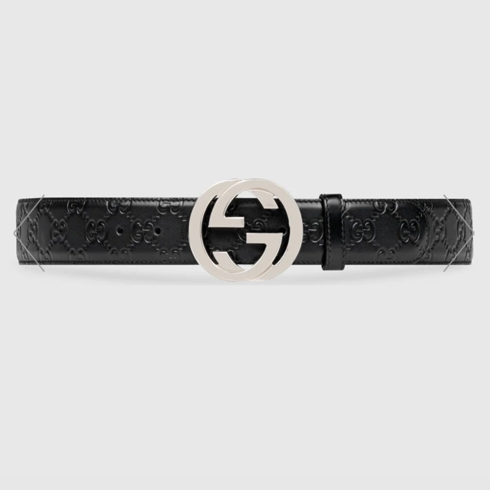 Gucci Signature Leather Belt Black Men’s 95 - Picture 2 of 16